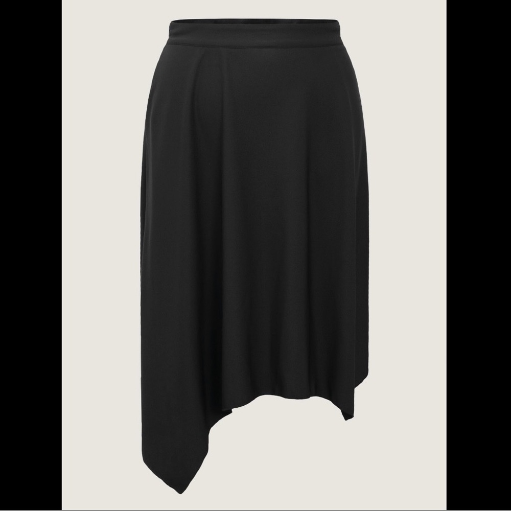 Black Asymmetric Midi Skirt with Pockets